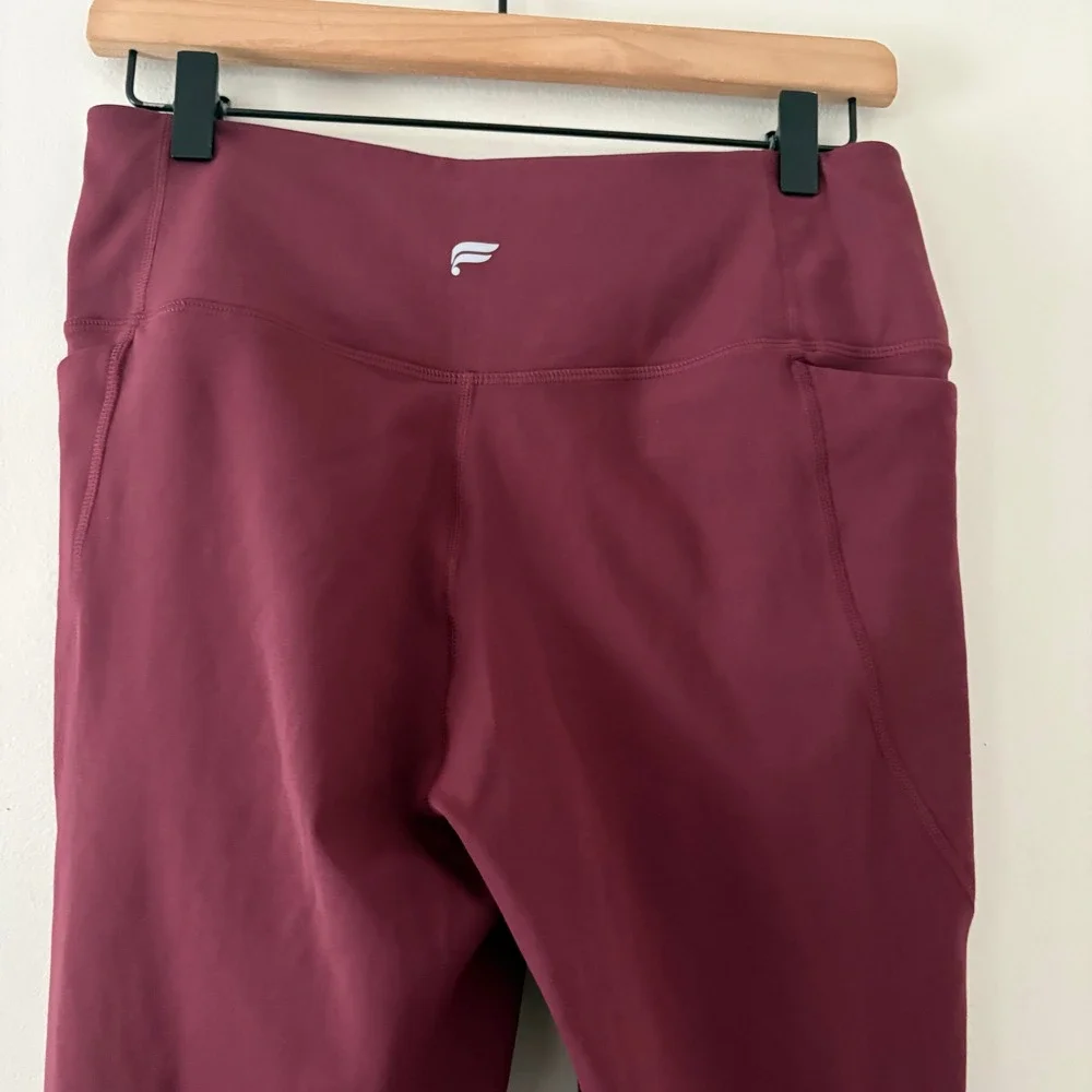 Fabletics Flare PureLuxe Pants Everyday Crossover Medium Burgundy Yoga Pockets